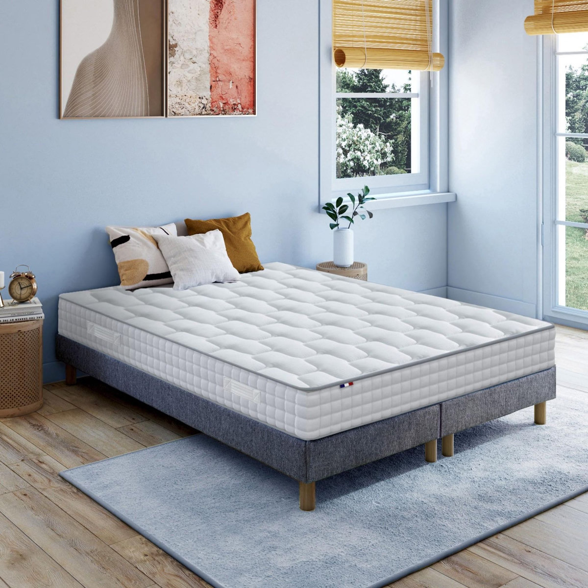 IDLITERIE Ensemble literie : matelas à ressorts ODYSSEE et mémoire de forme avec sommier - Qualité française