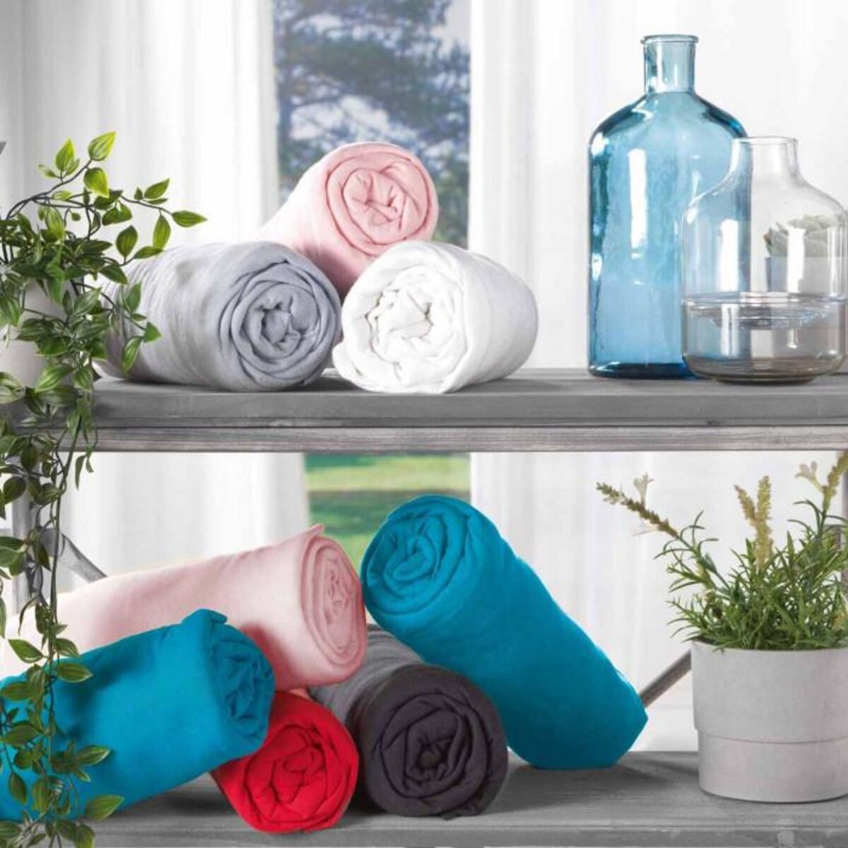 Paris Prix Drap Housse  Jersy  90x190cm Charbon