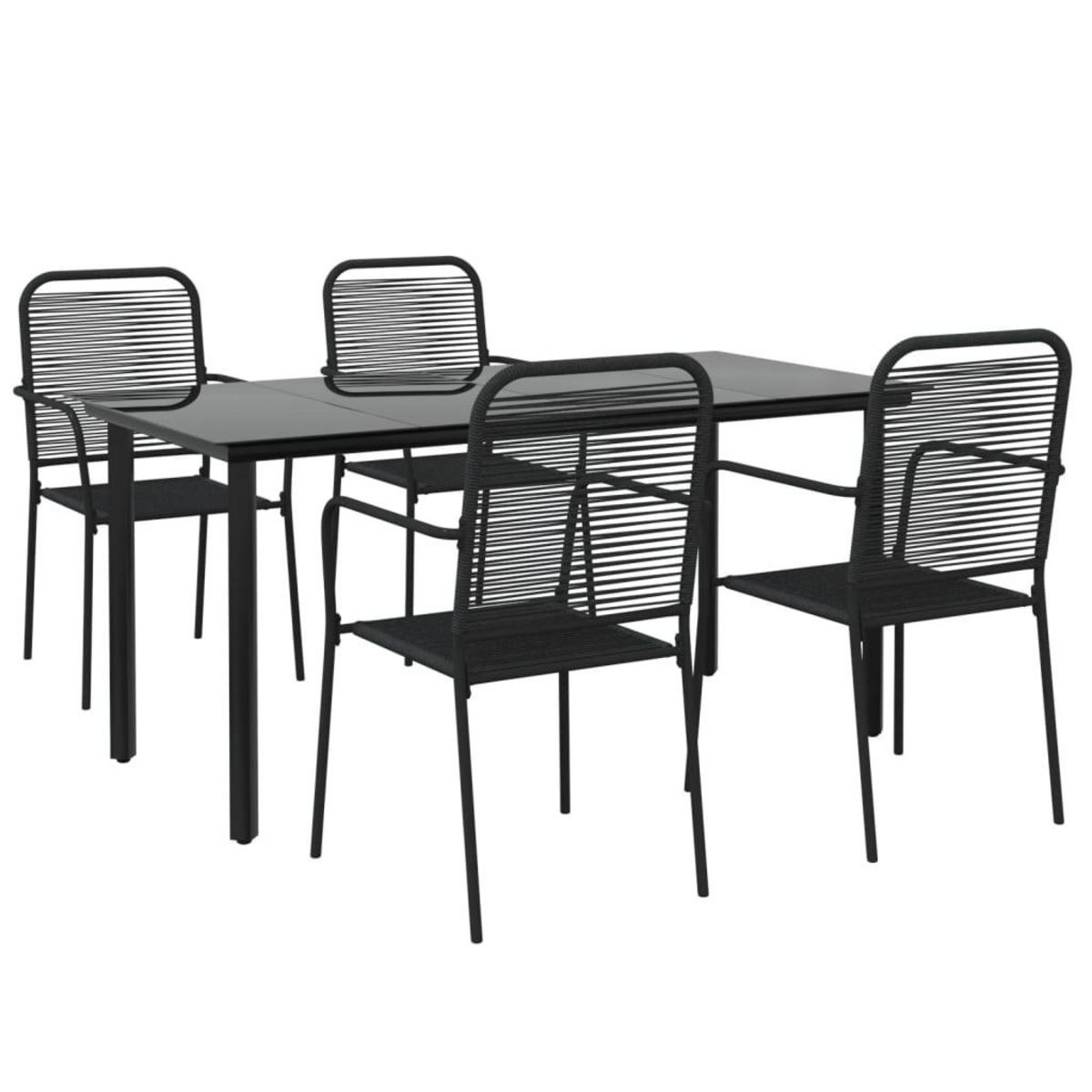 VIDAXL Ensemble a manger de jardin 5 pcs Noir Corde de coton et acier