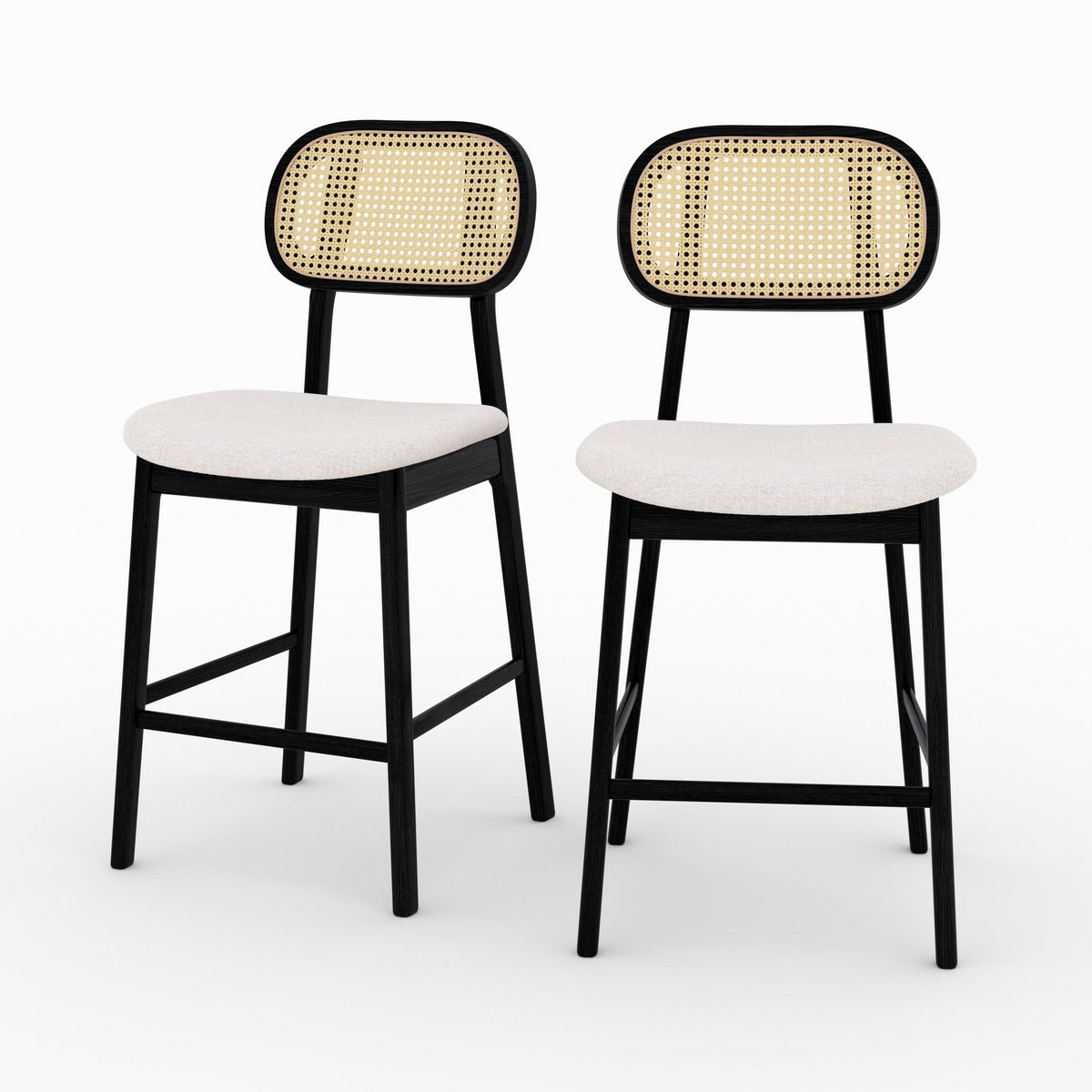 Rendez vous déco Lot de 2 chaises pour îlot central 64,5 cm en tissu beige - Maria