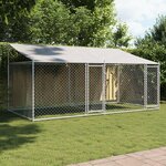 VIDAXL Cage pour chien avec toit et portes gris 4x2x2m acier galvanise