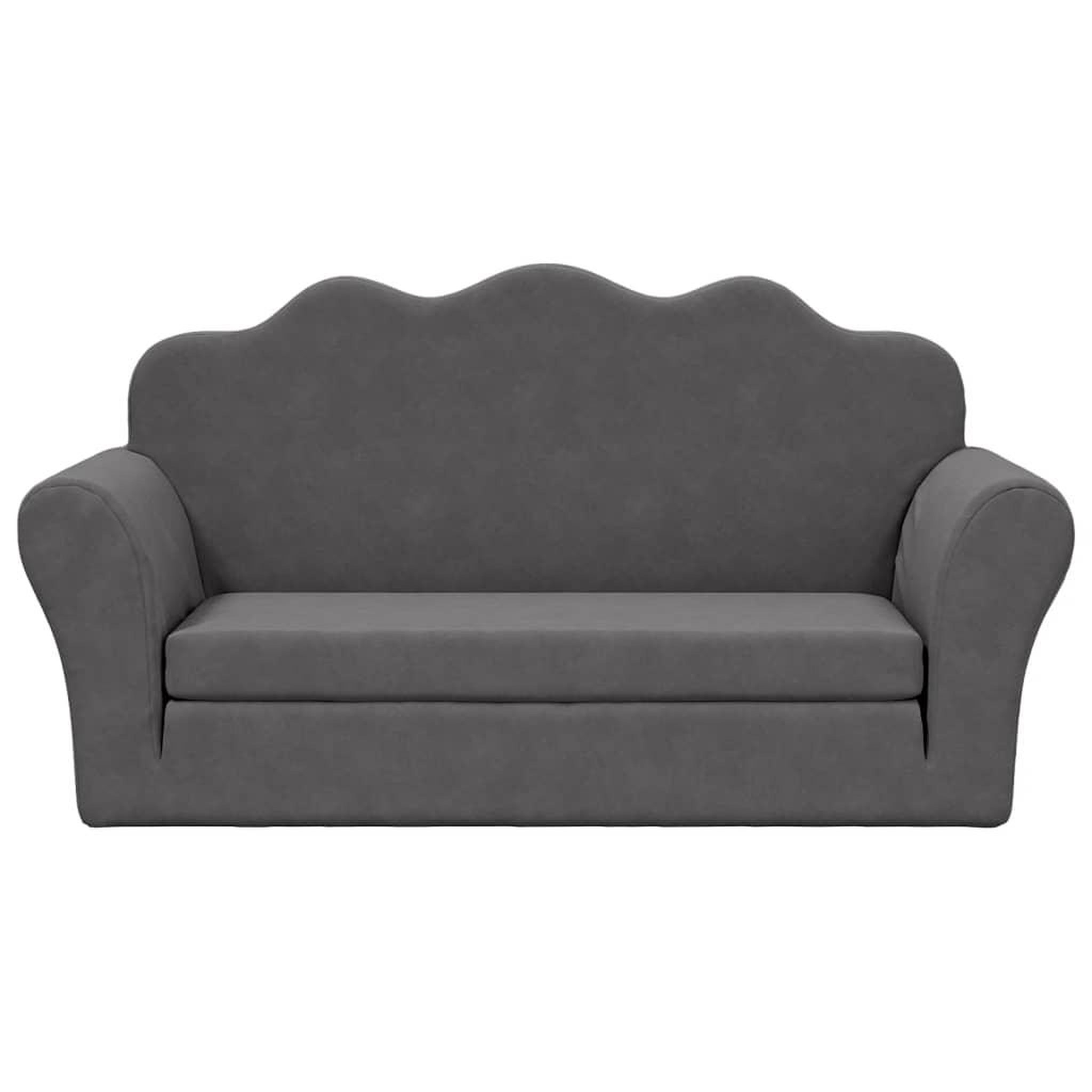 Voir la diapositive 3 : VIDAXL Canape-lit pour enfants 2 places anthracite peluche douce