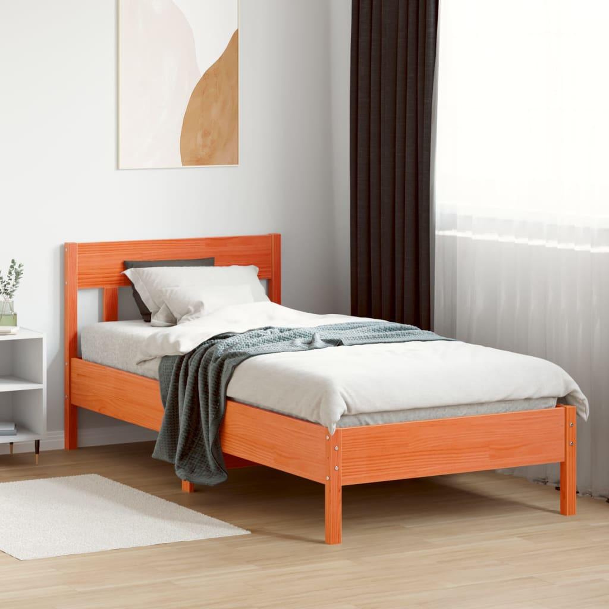 Voir la diapositive 3 : VIDAXL Cadre de lit sans matelas cire marron 90x200 cm bois pin massif