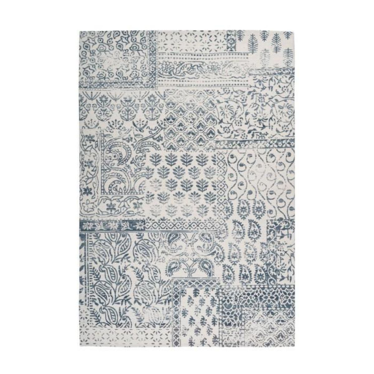 Paris Prix Tapis d'Extérieur Ethnique  Yoga  Bleu & Ivoire