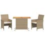 Voir la diapositive 2 : VIDAXL Ensemble de bistro 3 pcs avec coussins beige resine tressee