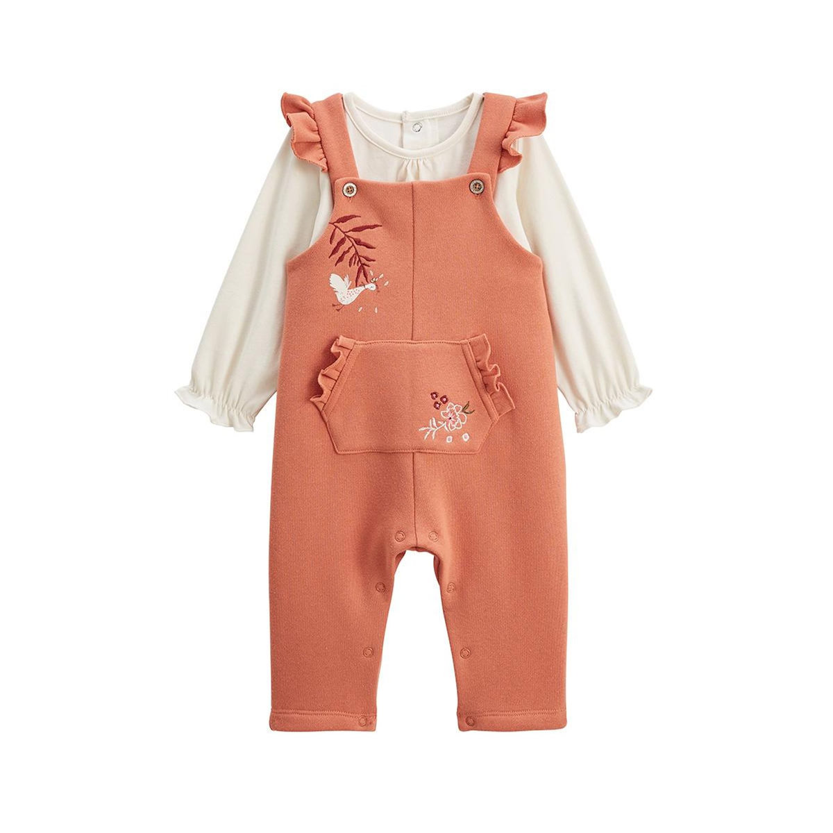 Petit Béguin Ensemble salopette bébé en molleton et t-shirt Manouk