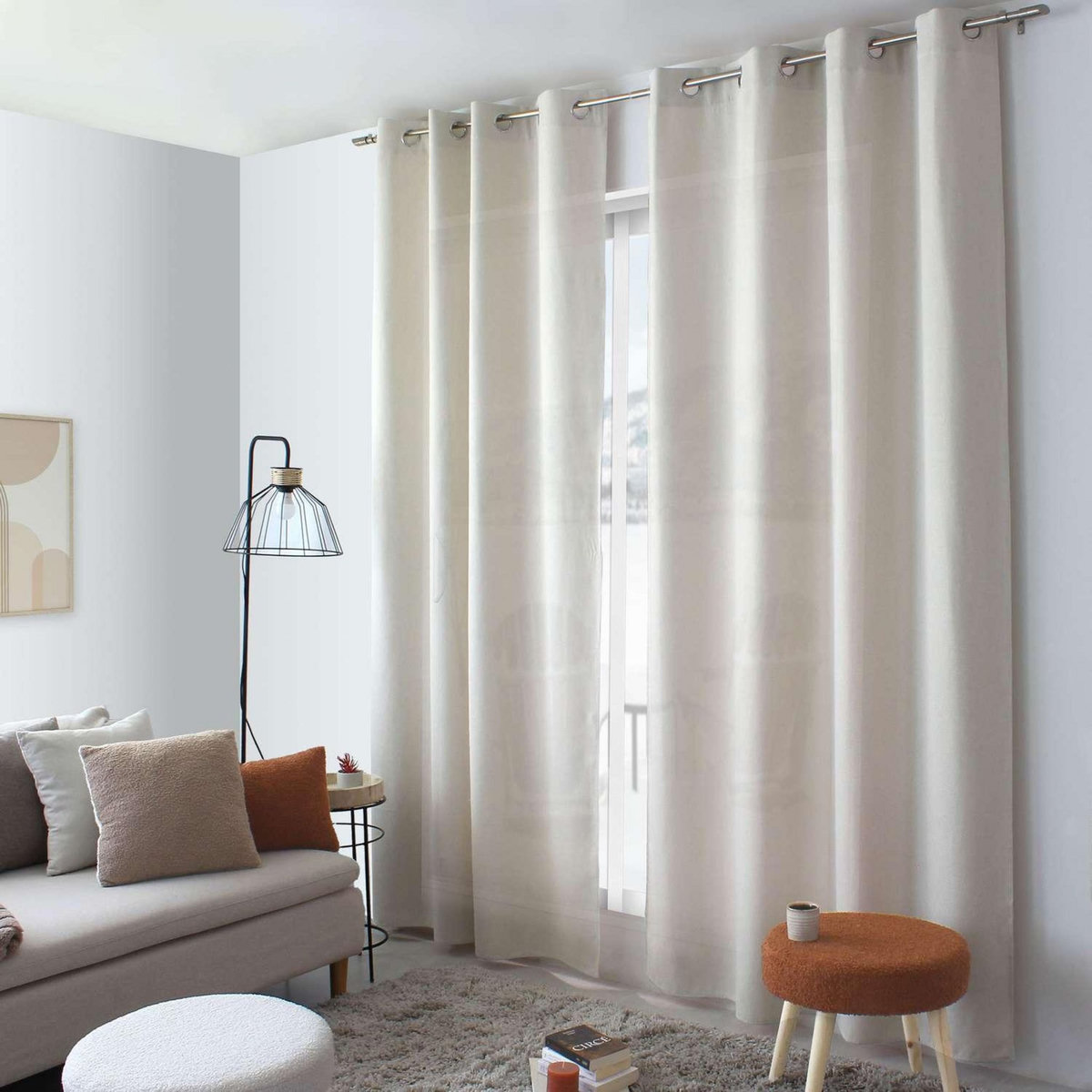 TOILINUX Rideau aspect chenillé - 140 x 240 cm - Ecru