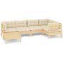 Voir la diapositive 2 : VIDAXL Salon de jardin 6 pcs avec coussins creme Bois de pin massif