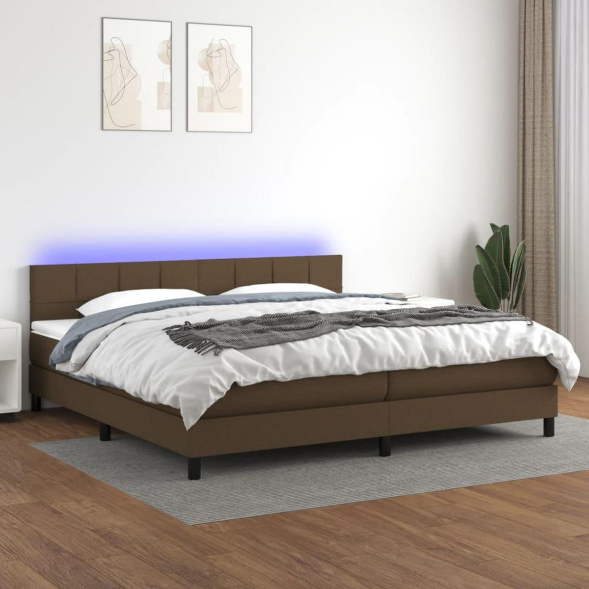VIDAXL Sommier a lattes de lit matelas et LED Marron fonce 200x200 cm