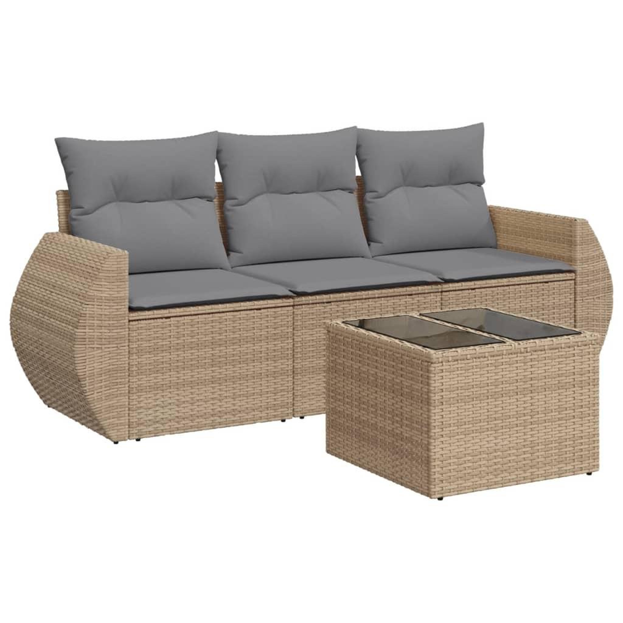Voir la diapositive 2 : VIDAXL Salon de jardin avec coussins 4 pcs beige resine tressee