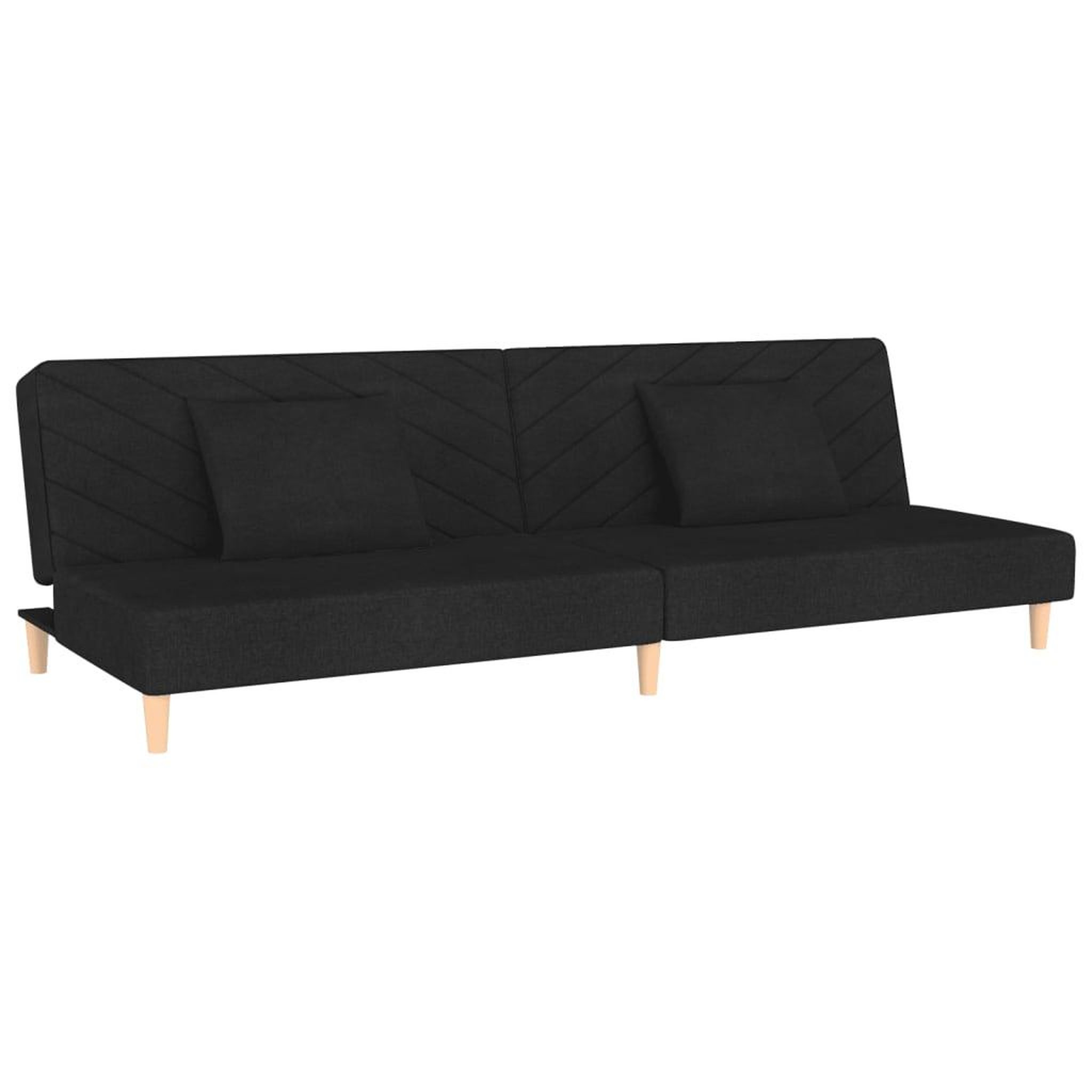 Voir la diapositive 2 : VIDAXL Canape-lit a 2 places avec deux oreillers noir tissu