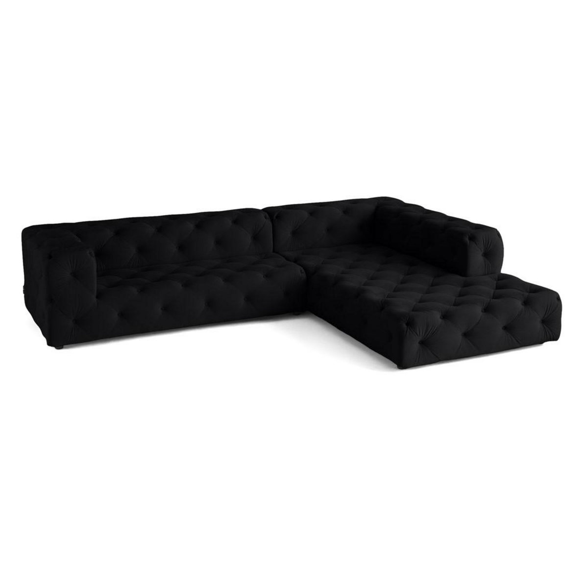 LISA DESIGN Gallata - canapé chesterfield d'angle droit - 5 places - en velours