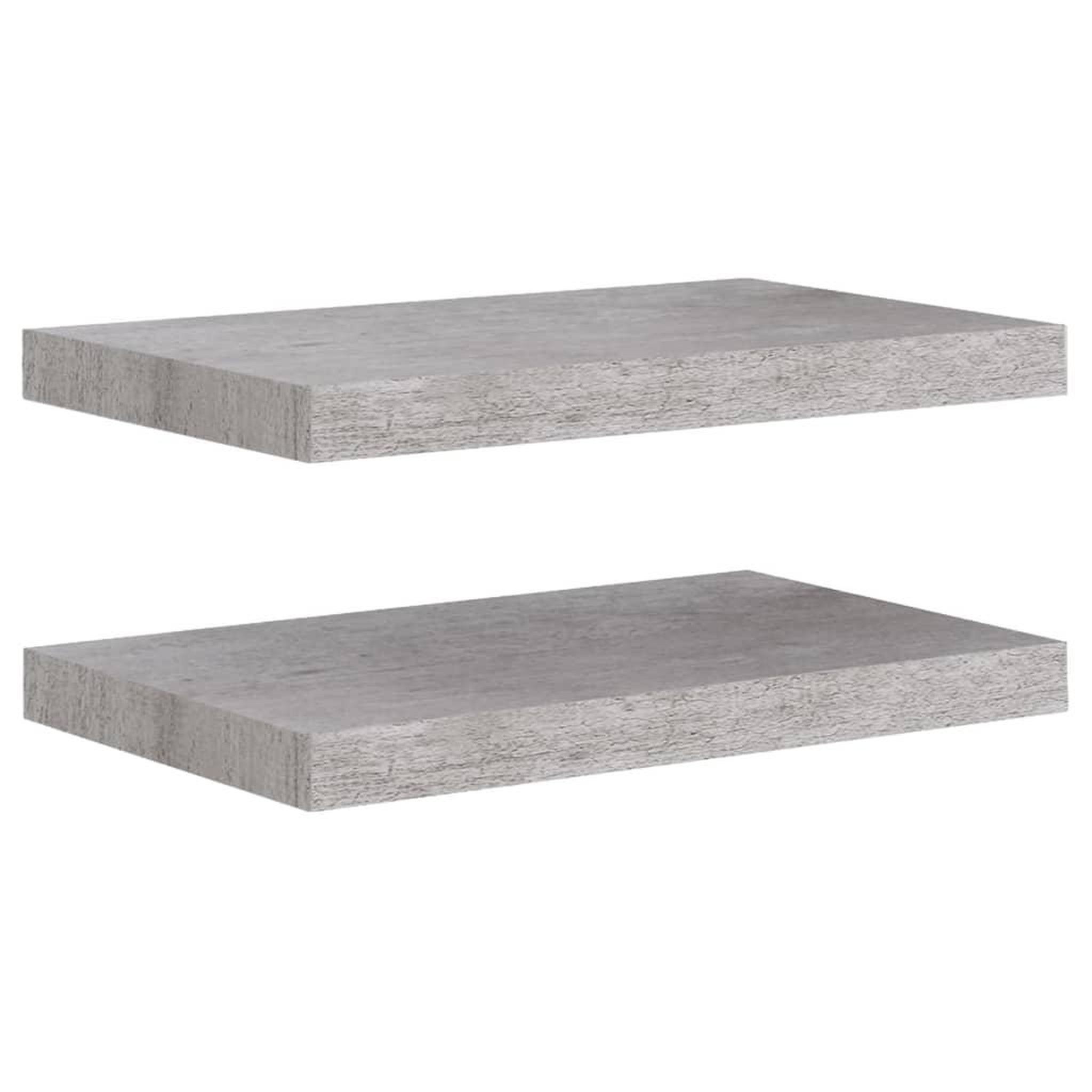 Voir la diapositive 2 : VIDAXL Etageres murales flottantes 2 pcs gris beton 50x23x3,8 cm MDF