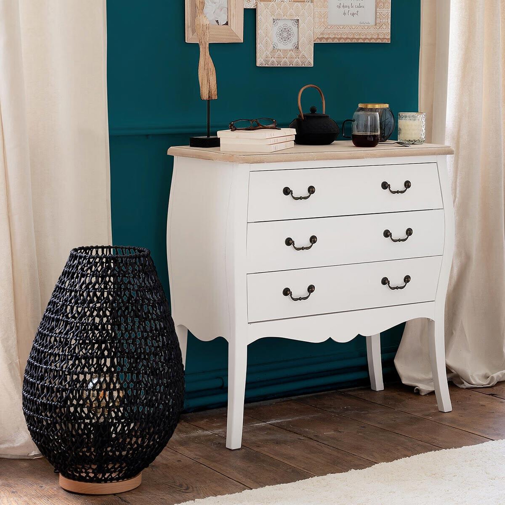 Voir la diapositive 5 : ATMOSPHERA Commode 3 Tiroirs  Chrysa  76cm Naturel