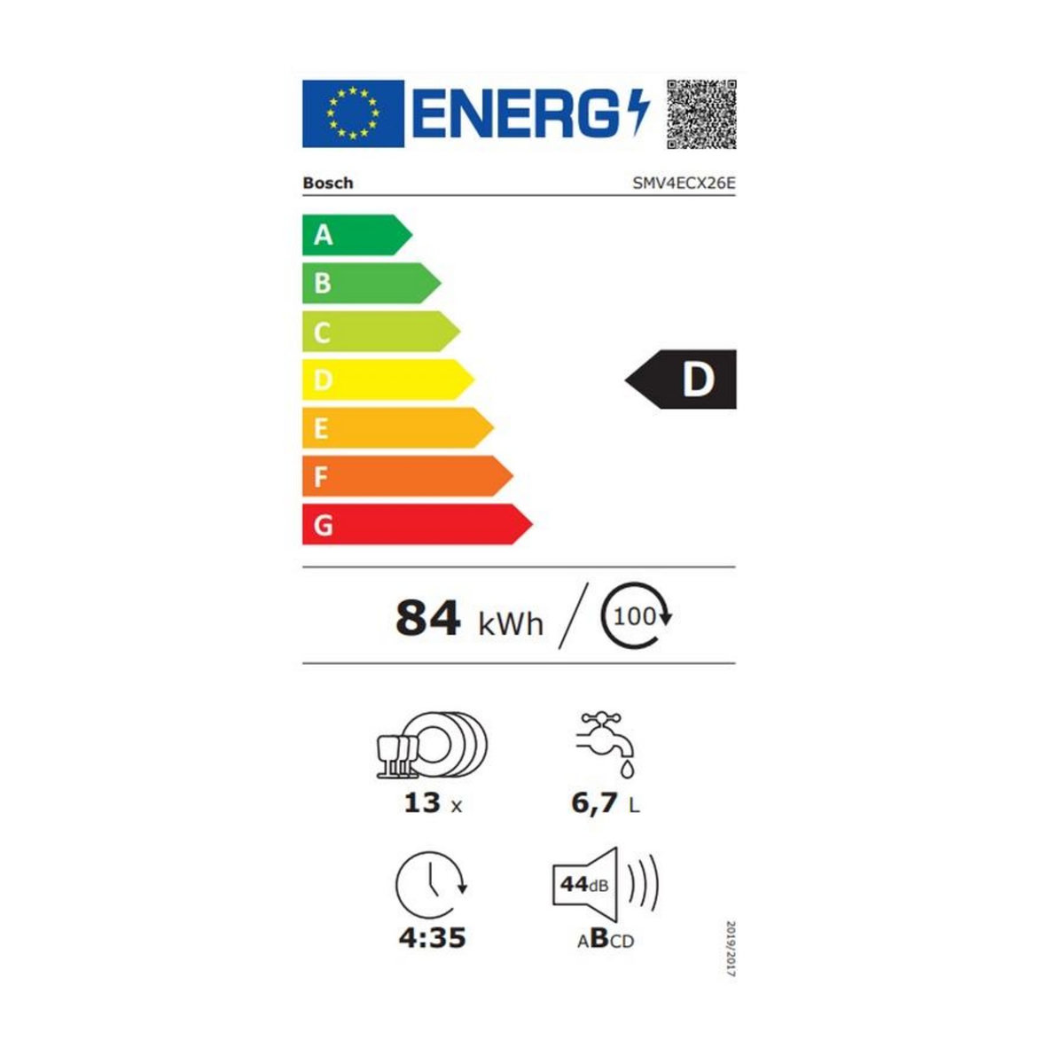 BOSCH Lave-vaisselle 60cm 13 couverts 44db tout intégrable - smv4ecx26e