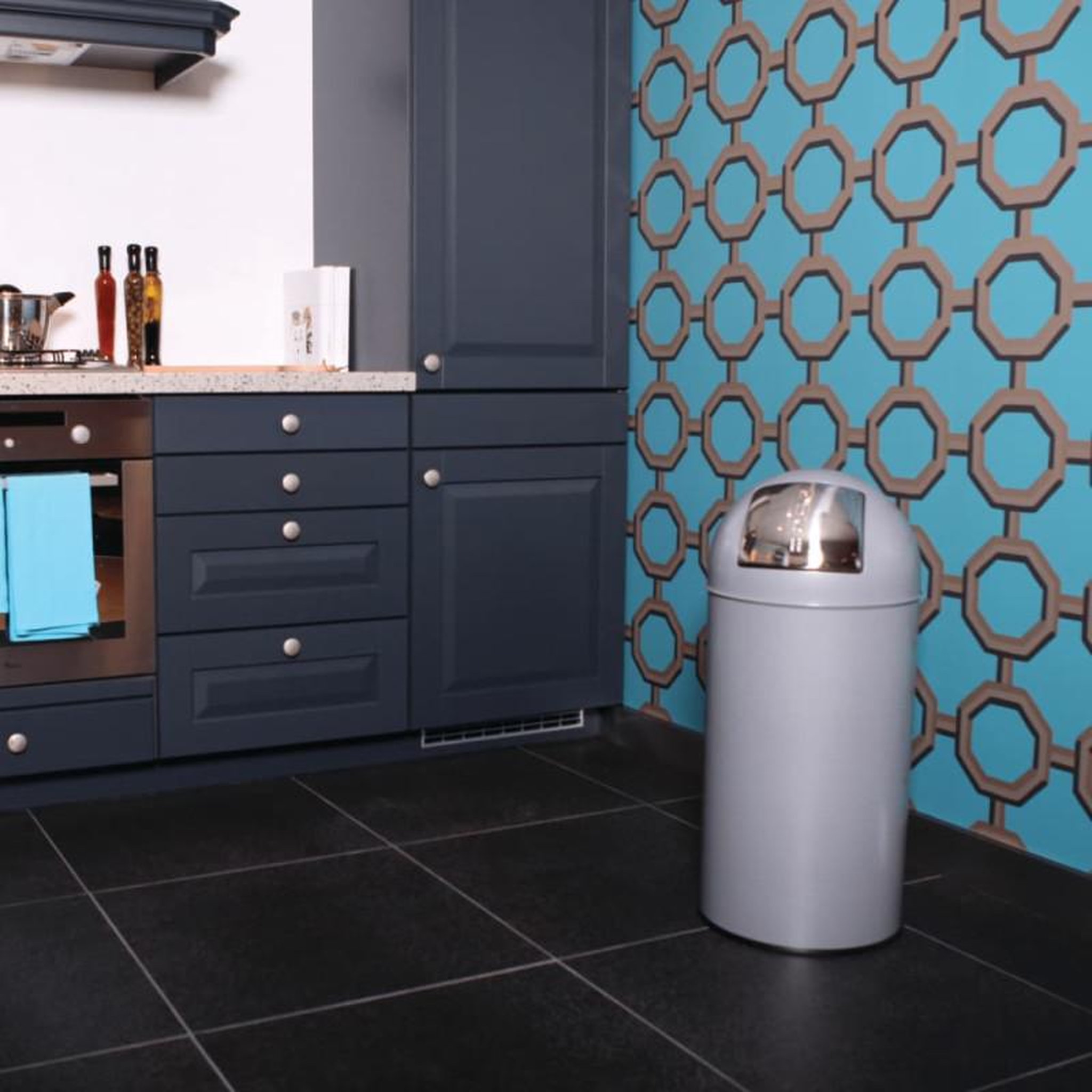EKO EKO Poubelle avec couvercle à pression 40 L Gris mat