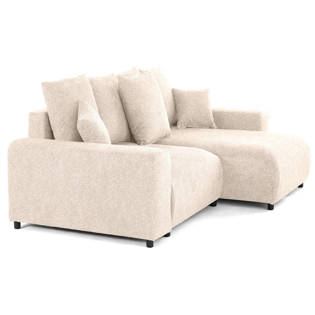 LISA DESIGN Jake - canapé panoramique d'angle droit 7 places convertible avec coffre en fausse fourrure