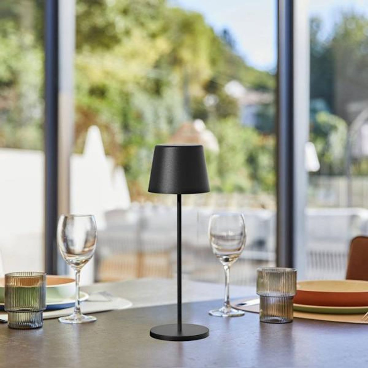 Lumisky Lampe de table sans fil - LUMISKY - KELLY BLACK - Aluminium noir - LED blanc dimmable - rechargeable - H38 cm