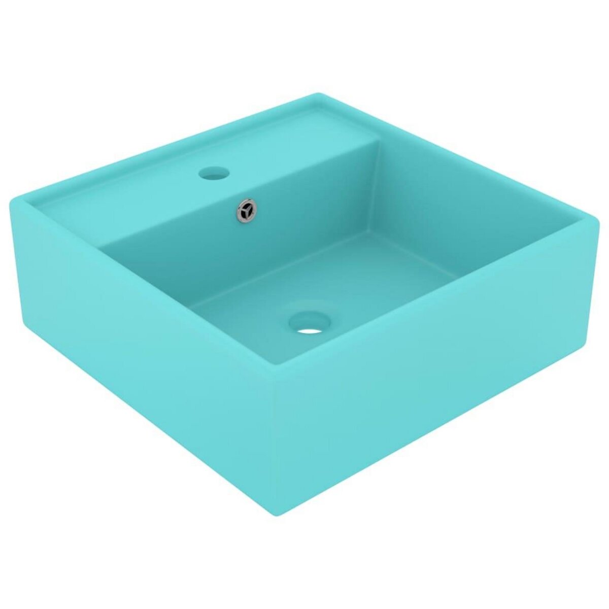 VIDAXL Lavabo carre a trop-plein Vert clair mat 41x41 cm Ceramique