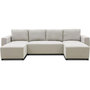 Voir la diapositive 4 : MARKET24 Canapé d'angle convertible panoramique PHARELL 5/6 places - Tissu beige - Coffre de rangement - L297 x P155 x H85 cm