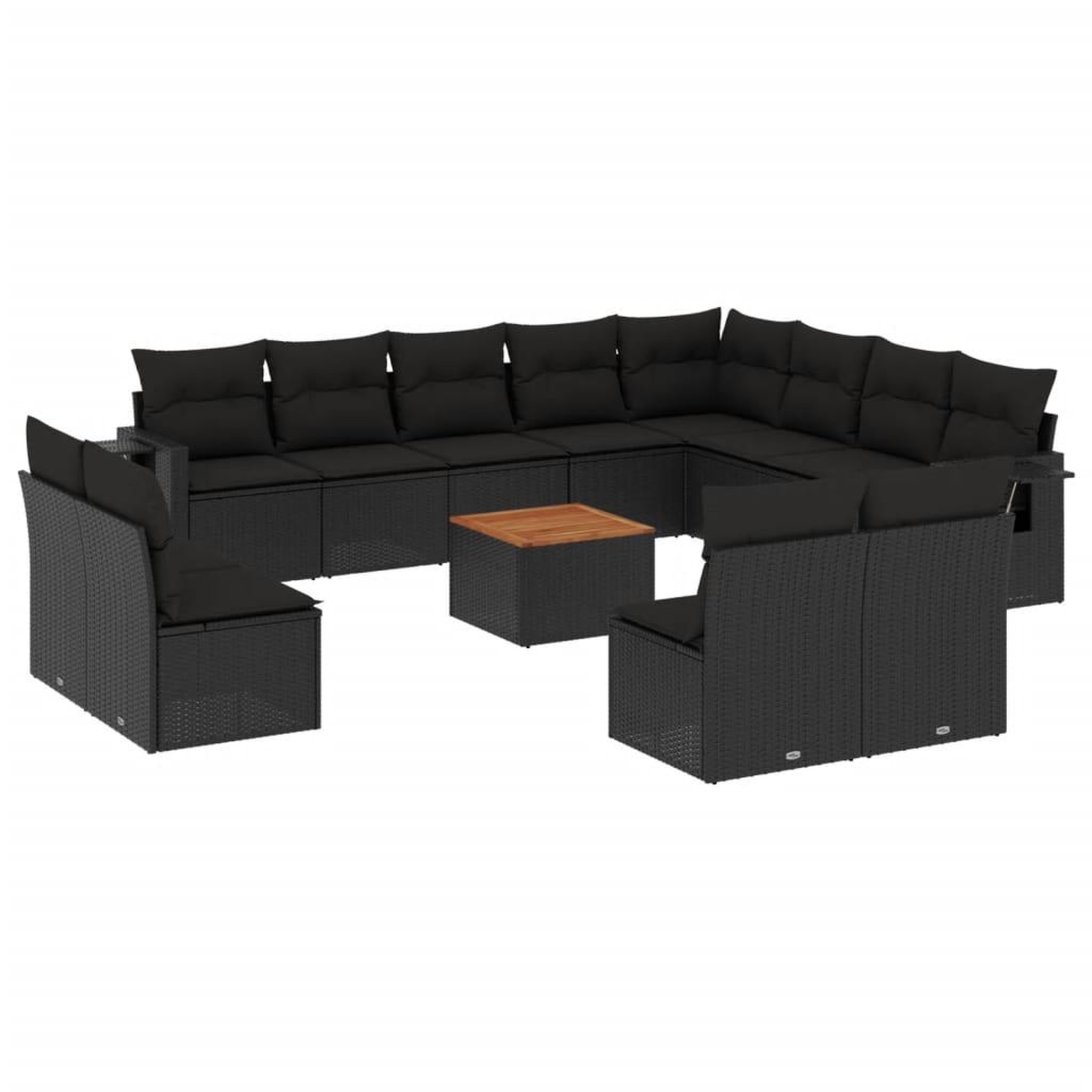 Voir la diapositive 2 : VIDAXL Salon de jardin avec coussins 13 pcs noir resine tressee
