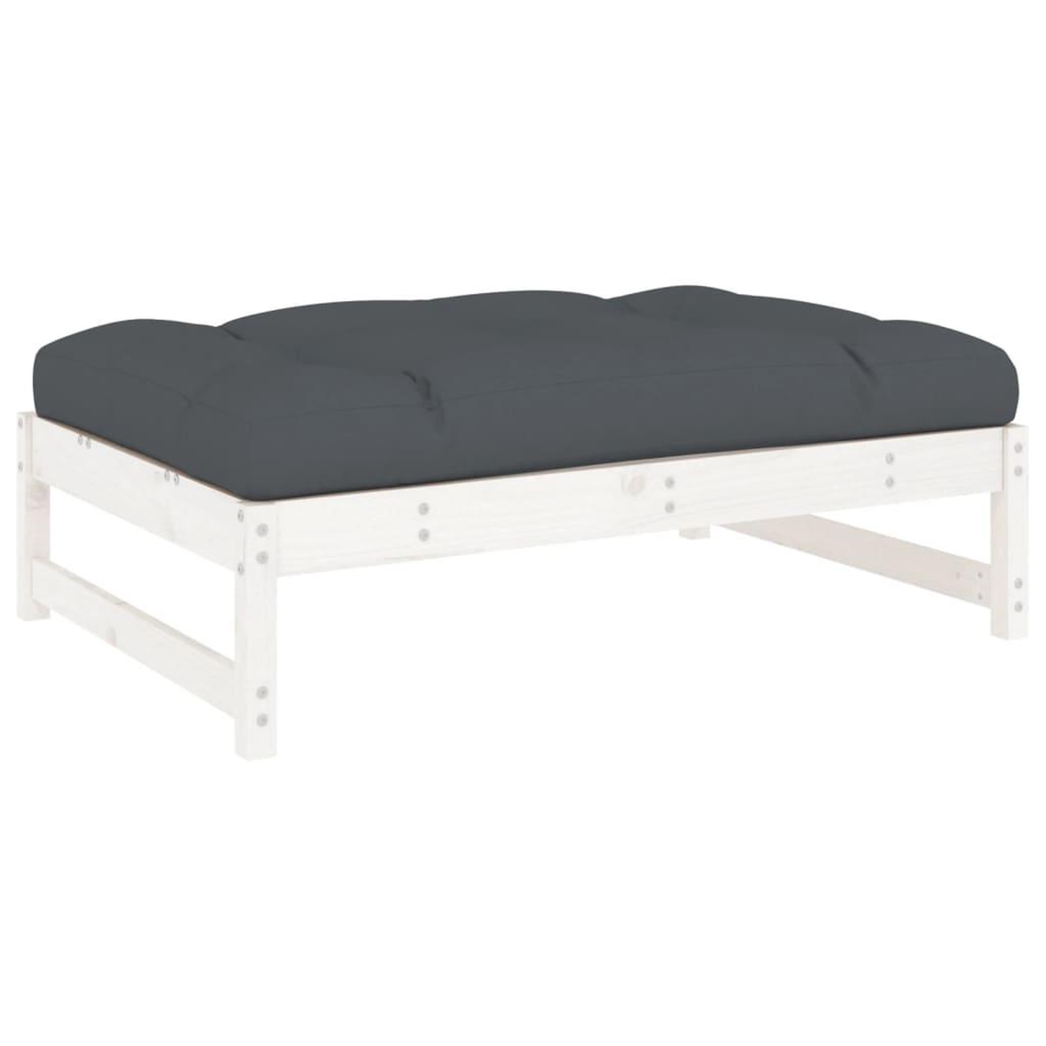 Voir la diapositive 2 : VIDAXL Repose-pied de jardin 120x80 cm blanc bois de pin massif