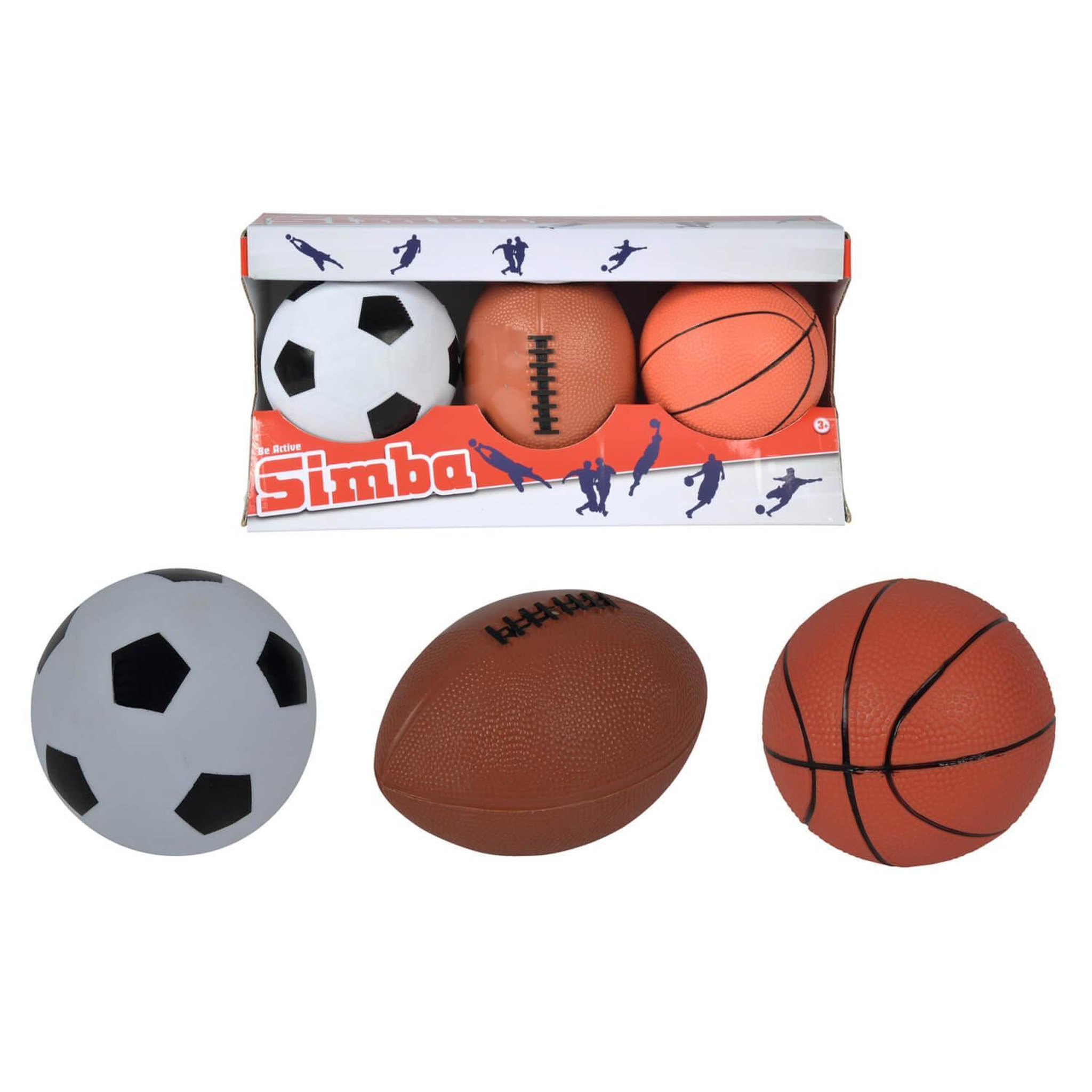 SIMBA Set de 3 ballons  : foot, basket, football américain