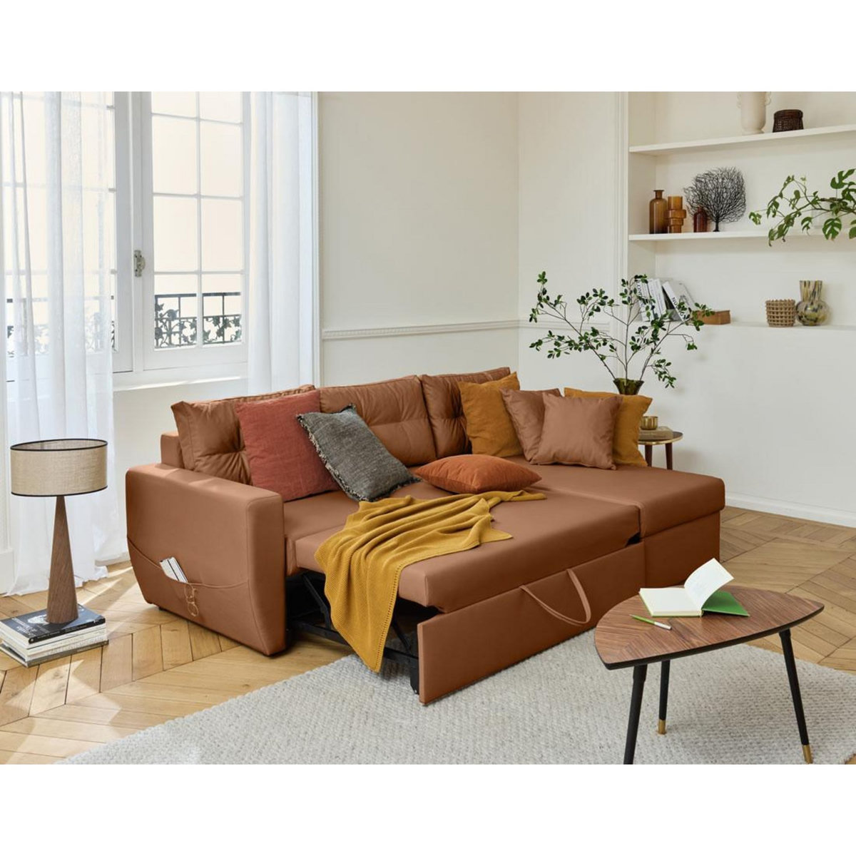 BEST MOBILIER Astoria - canapé d'angle réversible 4 places - convertible avec coffre - en simili