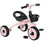 Voir la diapositive 1 : HOMCOM Tricycle enfant multi-équipé garde-boue sonnette panier pédales antidérapantes siège réglable avec dossier métal rose