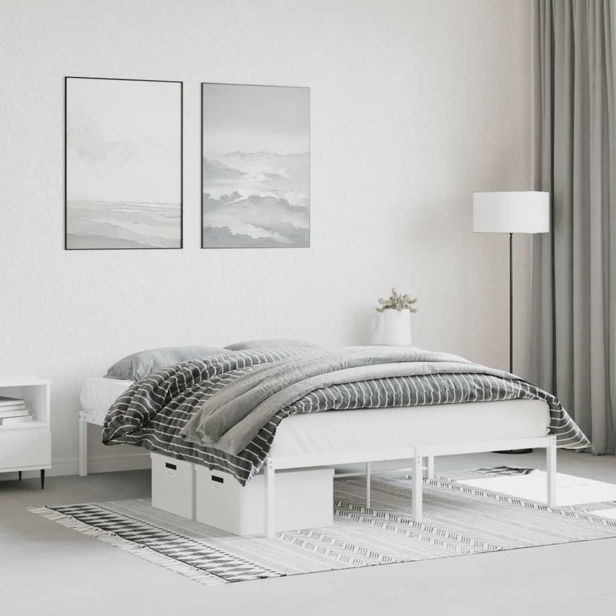 VIDAXL Cadre de lit metal sans matelas blanc 140x200 cm