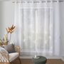 Voir la diapositive 3 : TOILINUX Voilage brodé PALMEIRA - 140 x 240 cm - Blanc