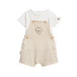 Petit Béguin Ensemble salopette bébé et t-shirt Auguste. Coloris disponibles : Beige