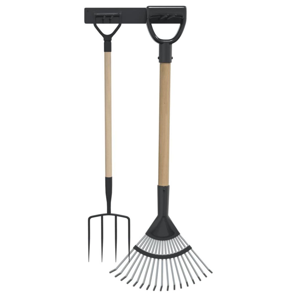 VIDAXL Support mural pour outils de jardin noir acier