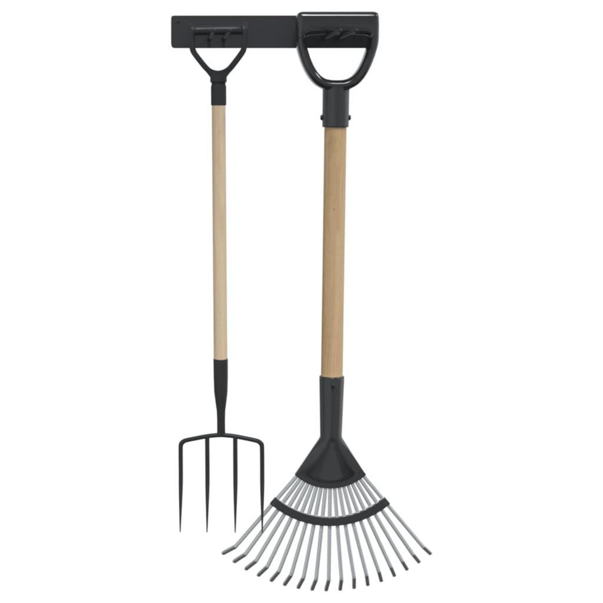 VIDAXL Support mural pour outils de jardin noir acier