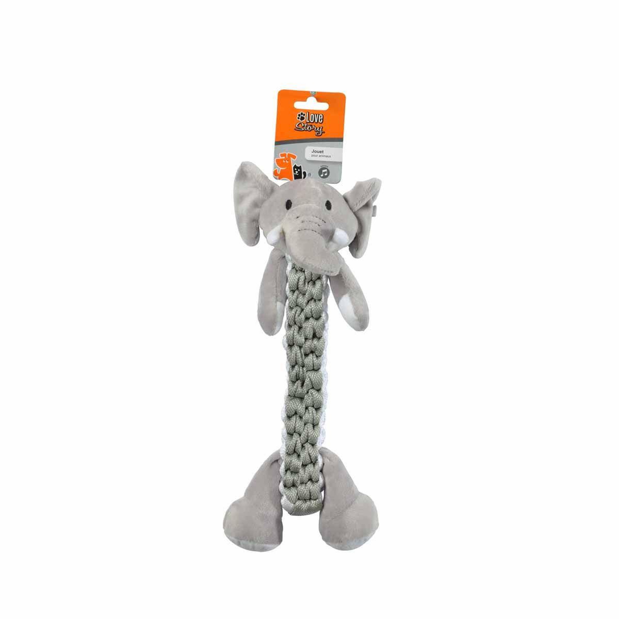 Voir la diapositive 2 : HOMEA Peluche pour chien  éléphant  34cm gris