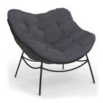 ID MARKET Fauteuil de jardin relax LOA effet rotin gris et coussin gris