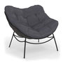 Voir la diapositive 1 : ID MARKET Fauteuil de jardin relax LOA effet rotin gris et coussin gris