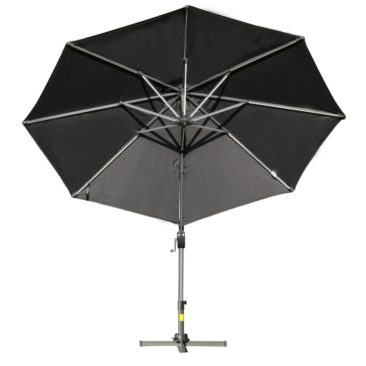 OUTSUNNY Parasol déporté octogonal parasol LED inclinable pivotant manivelle piètement acier dim. Ø 3 x 2,48H m gris