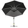 Voir la diapositive 4 : OUTSUNNY Parasol déporté octogonal parasol LED inclinable pivotant manivelle piètement acier dim. Ø 3 x 2,48H m gris