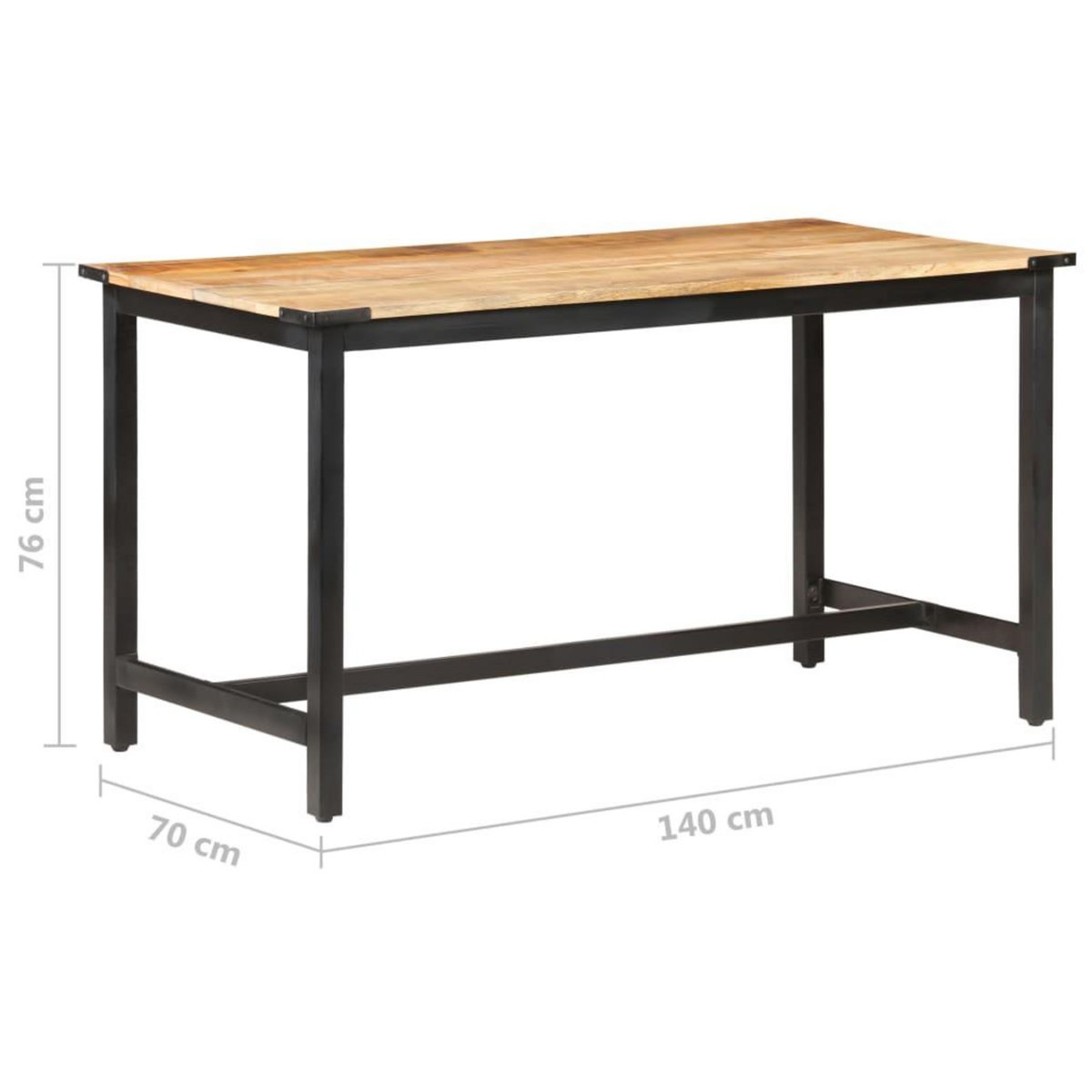 VIDAXL Table a manger 140x70x76 cm Bois de manguier brut massif