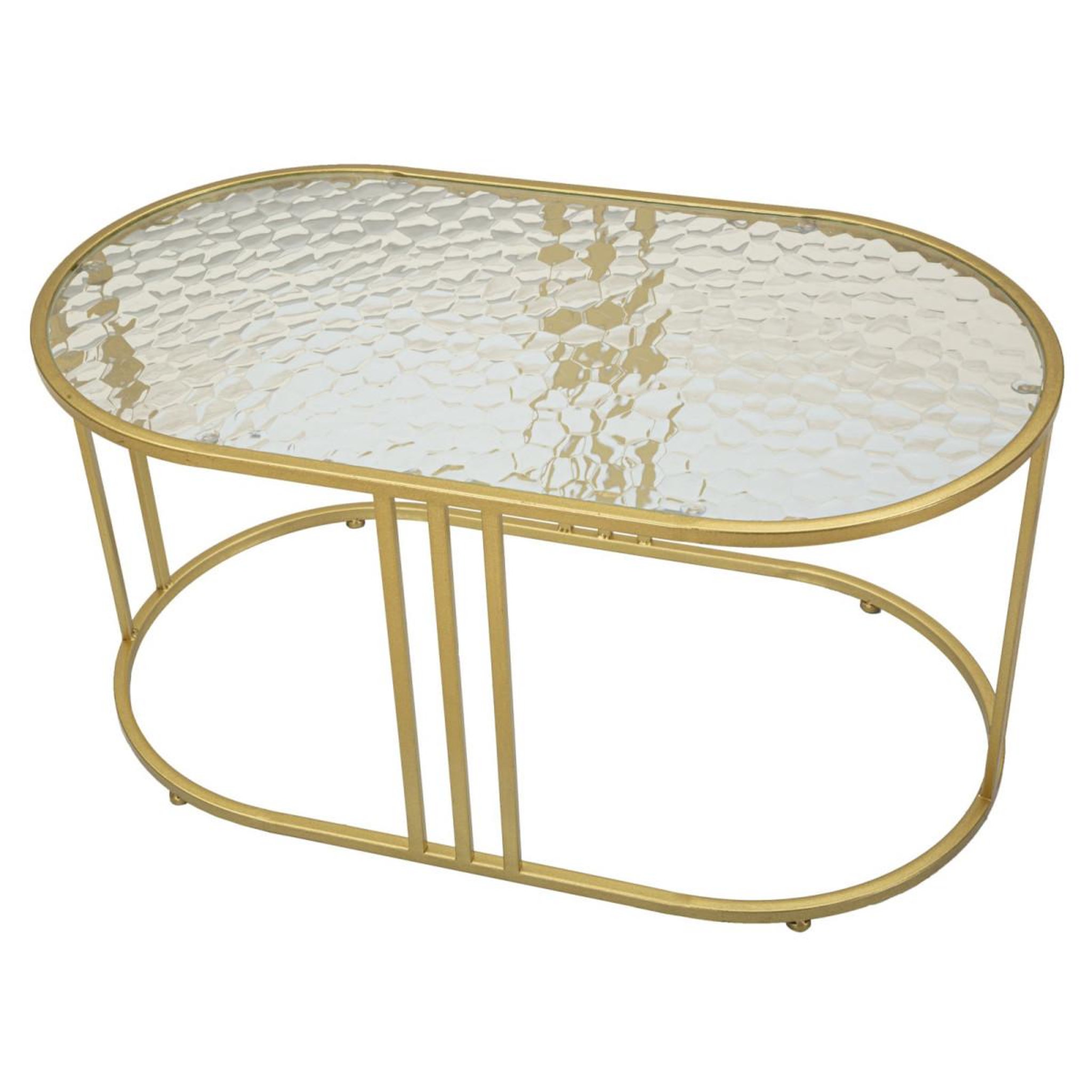 Voir la diapositive 4 : Paris Prix Table basse ovale  antalia  90cm transparent & or