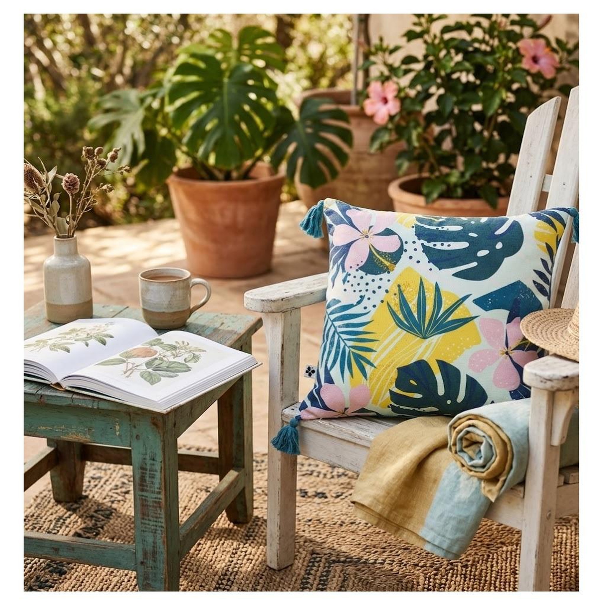 Voir la diapositive 2 : Eden Coussin avec pompons jasmin design et moderne