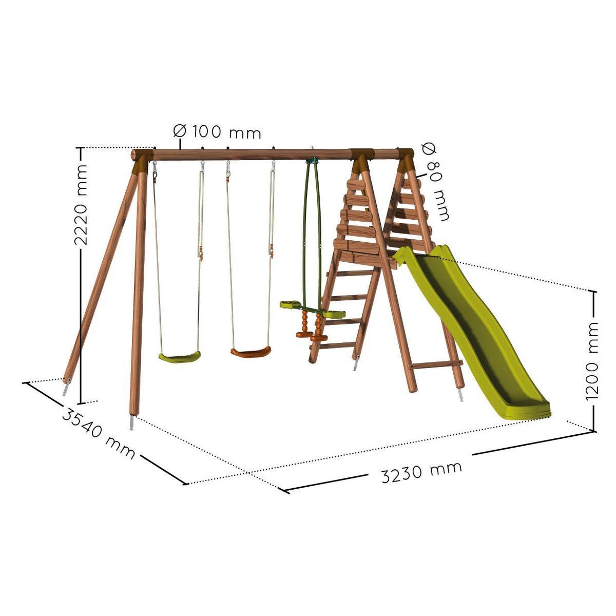 Soulet Portique balançoire avec toboggan - Bois - H2,20m - VIOLETTE
