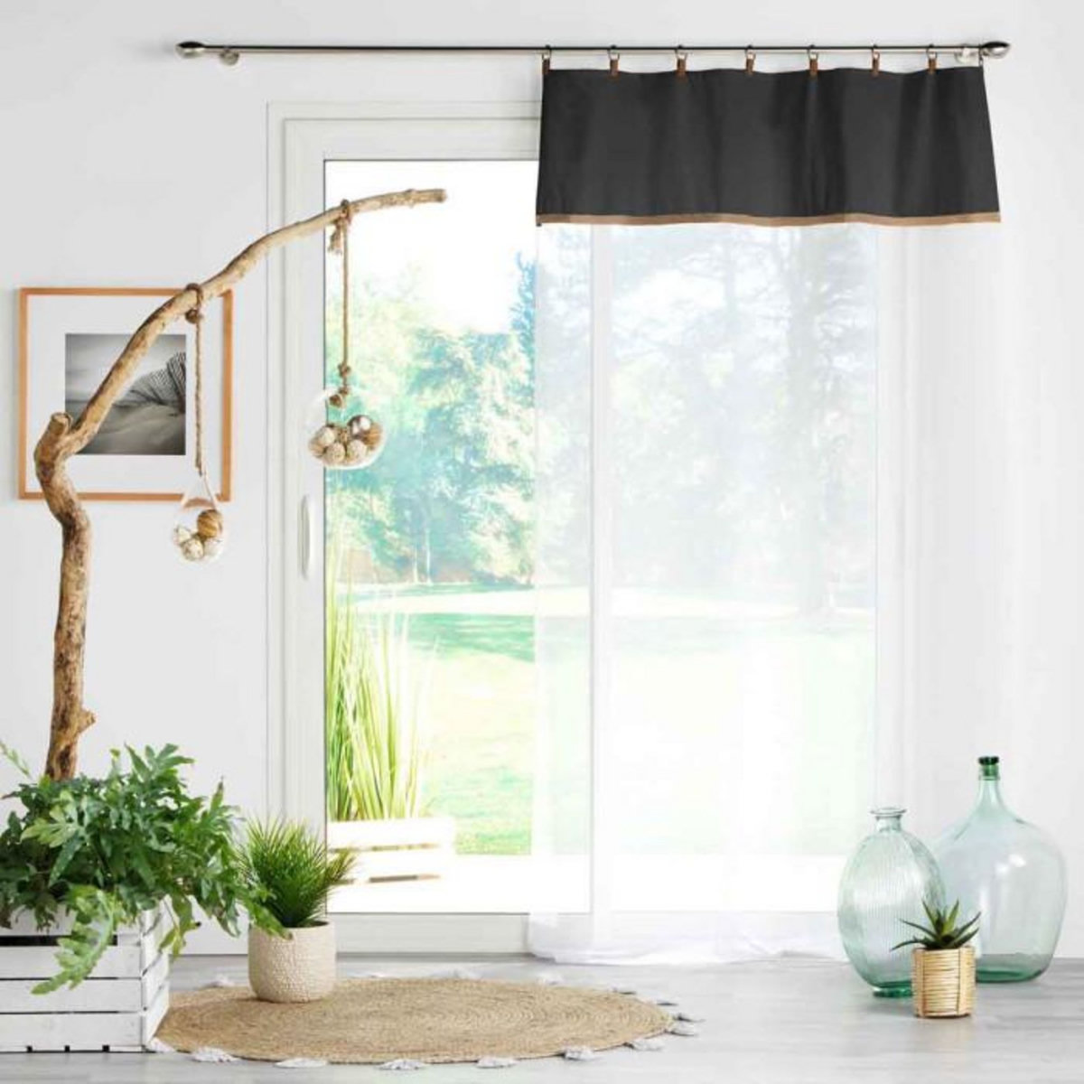 Paris Prix Rideau Voilage à Anneaux  Leana  140x240cm Noir