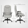 Voir la diapositive 3 : VINSETTO Fauteuil de bureau direction massant chauffant hauteur réglable dossier inclinable toile de lin gris clair