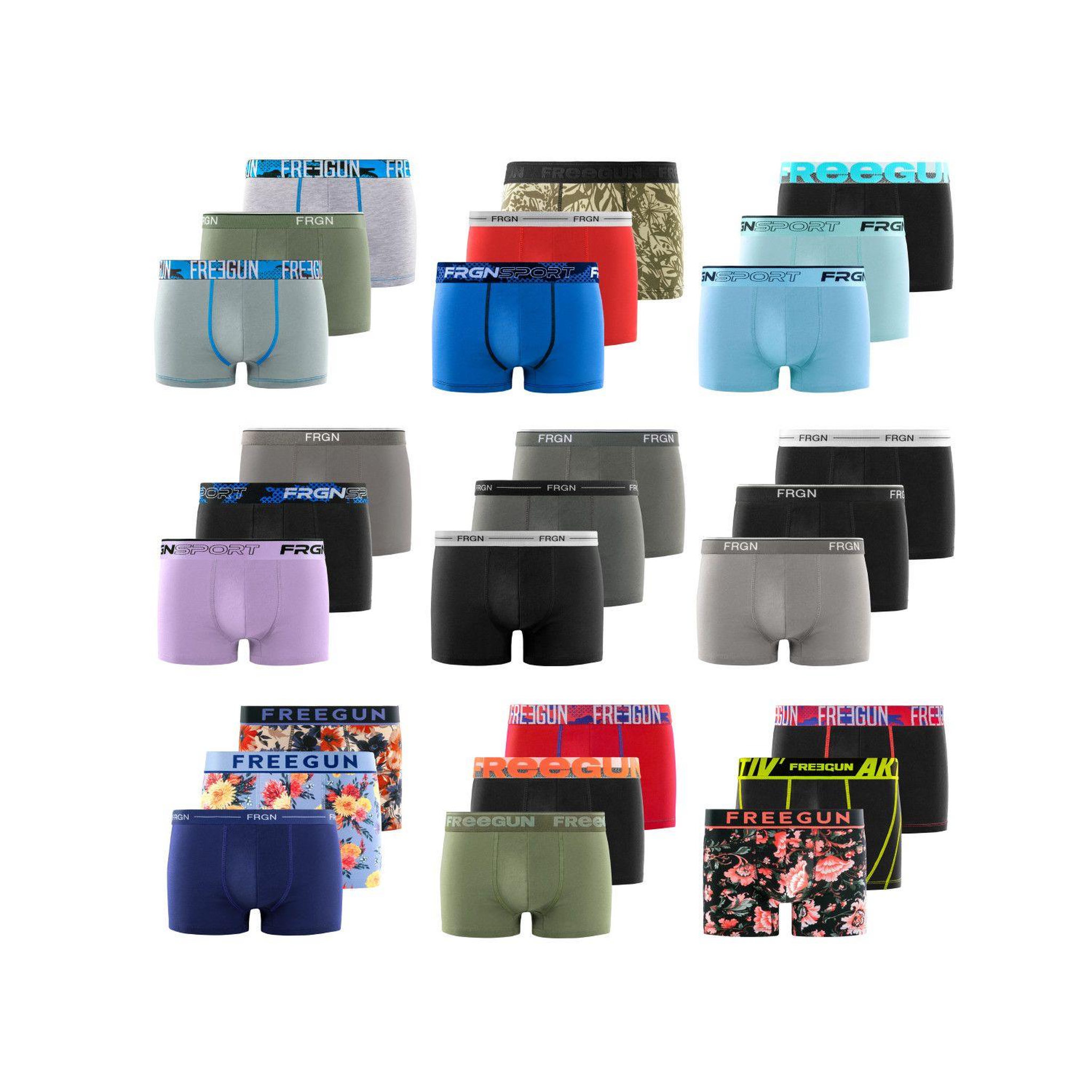 Voir la diapositive 3 : FREEGUN Lot de 12 boxers homme en coton modèles aléatoires Pack surprise