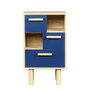 Voir la diapositive 1 : MARKET24 Table de chevet LILA avec 3 tiroirs et 2 niches - Chene/bleu - Style contemporain - MDF - L40 x P24 x H67 cm