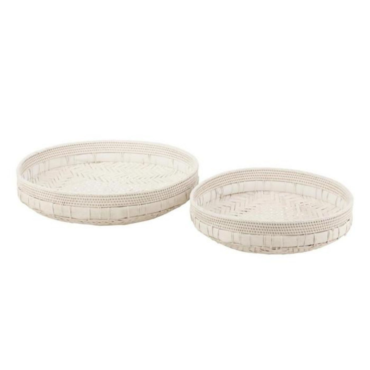 Paris Prix Lot de 2 Coupelles Déco  Rotin  50cm Blanc