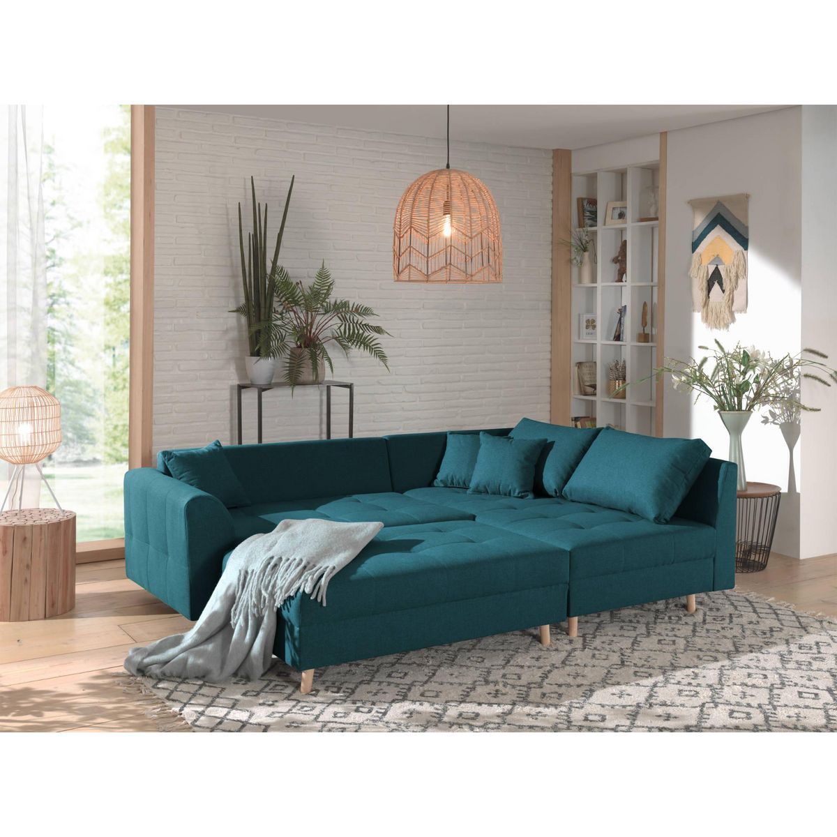 LISA DESIGN Rune - canapé d'angle - avec pouf d'appoint - 4 places - style scandinave - droit