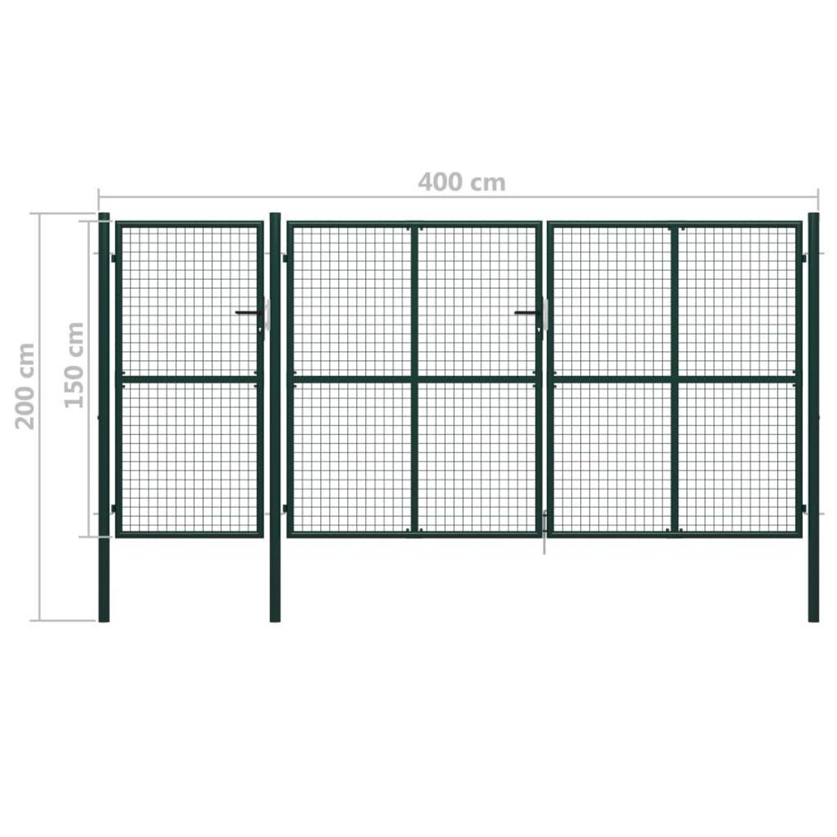 VIDAXL Portail de jardin Acier 400 x 150 cm Vert